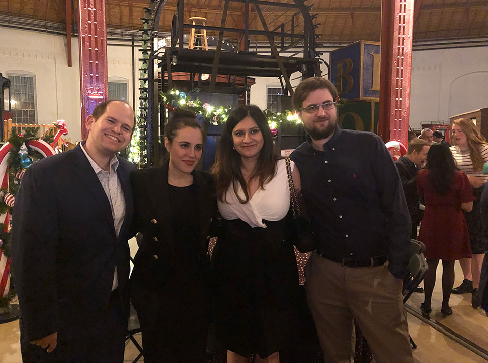 a group of fellows at the Christmas party