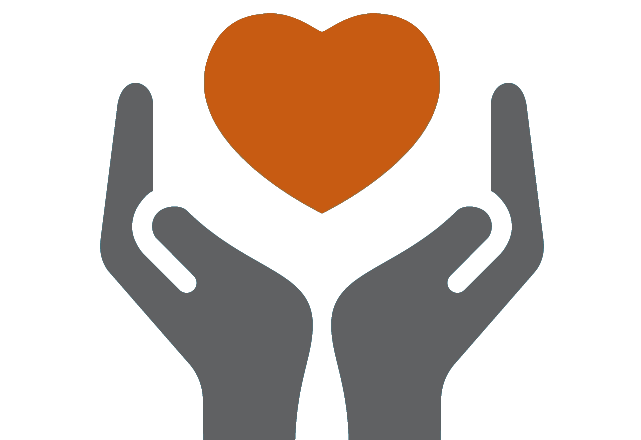 pediatric cardiac care - hands holding heart icon