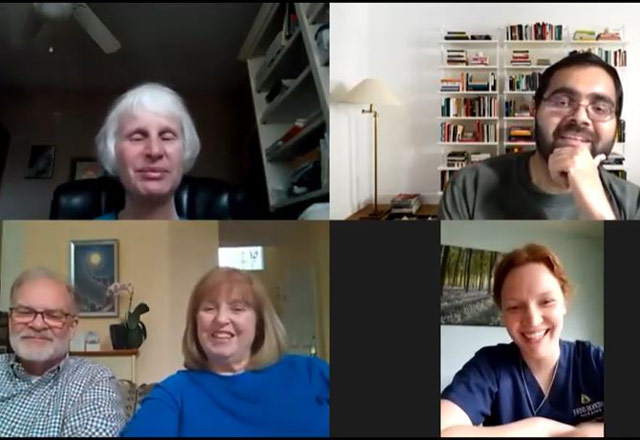 Gerry and Georgene speak with their health care team over zoom