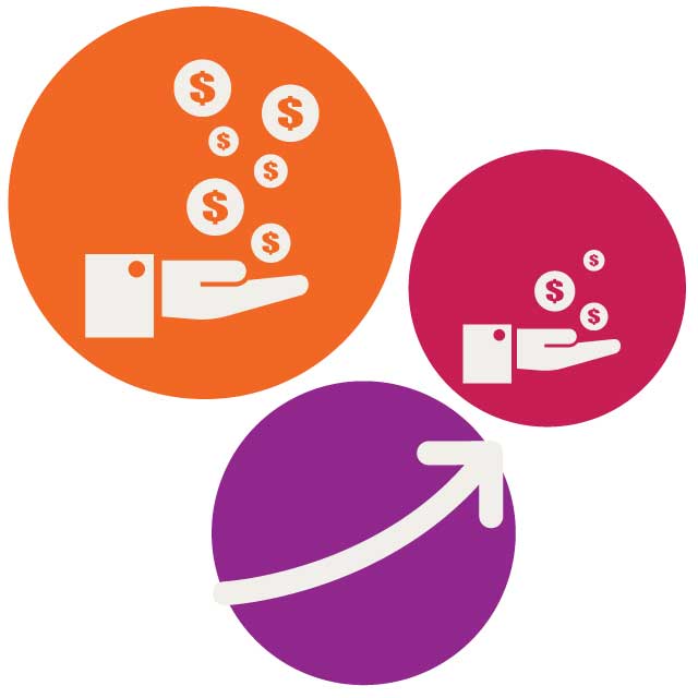 icons representing admission growth and cost reduction