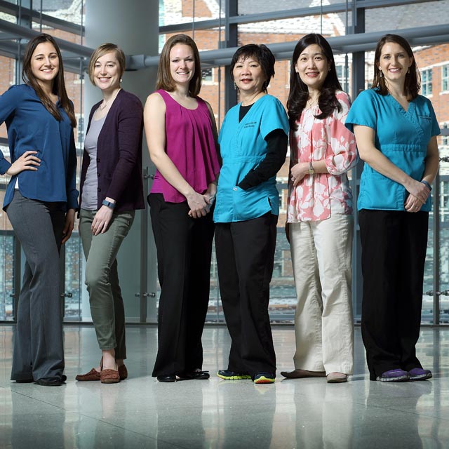 Photo shows, from left, nutritionists Diane Vizthum, Meghan Ames, Melissa Moser, Hong Brereton, Susan Oh and Bobbie Henry.