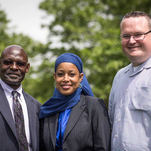 Pictured from left, Emmanuel Saidi, Tahara Akmal and Tommy Rogers, recent graduates of the Johns Hopkins’ Clinical Pastoral Education Program.