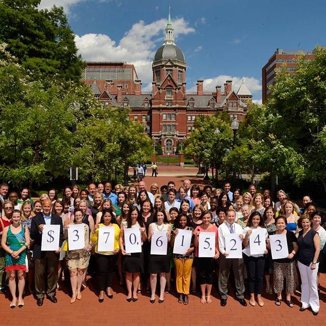 The photo shows the amount of money raised in FY15.