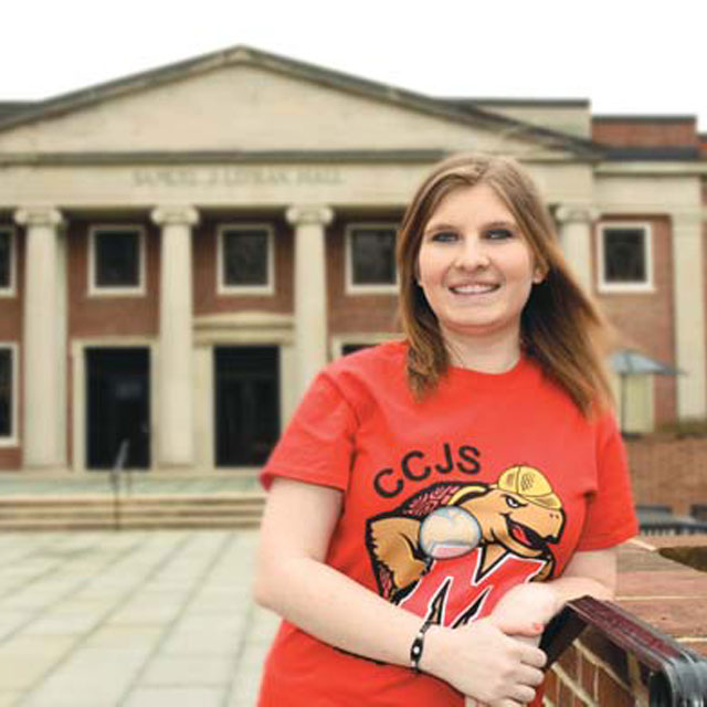 Kaitlyn Asbury posing at University of Maryland, College Park