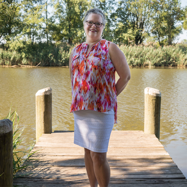 Dawn Gavlinski enjoying time at a waterfront park near her home