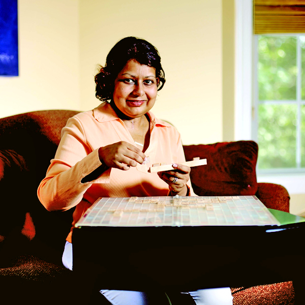Shalini Chandra, M.D., playing Scrabble