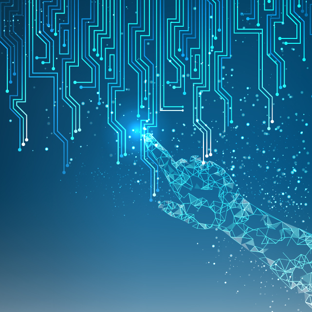 A graphic represents electronic skin. 