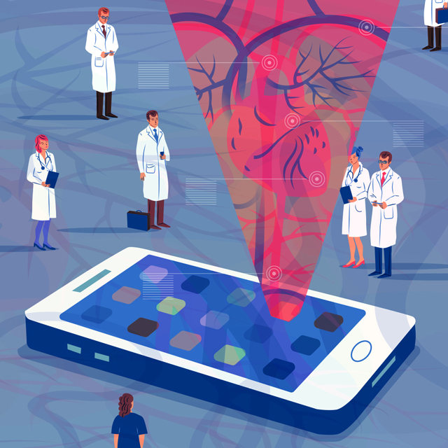 An illustration represents software created by Johns Hopkins residents and physicians. 