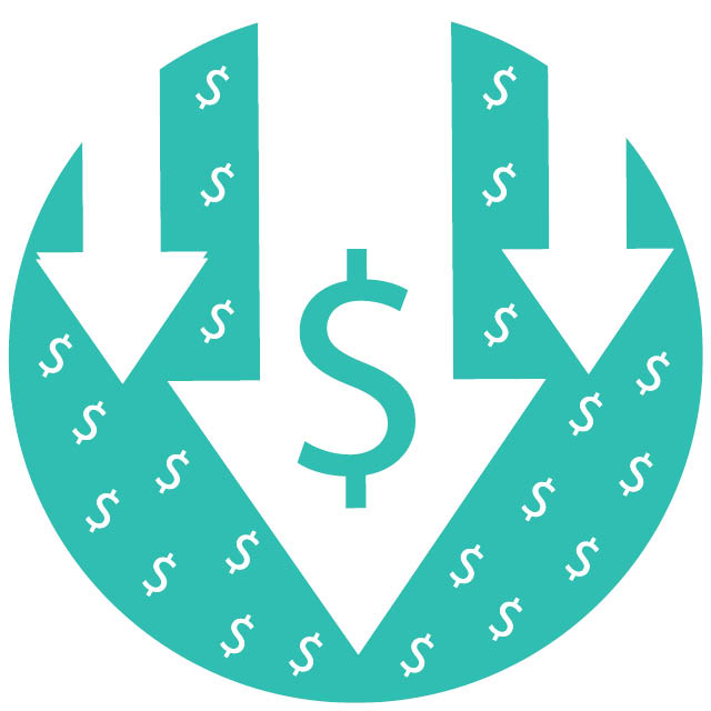 A graphic represents money savings. 