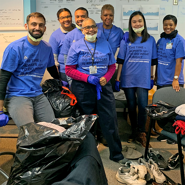A photo shows volunteers at the 2019 MLK Day of Service at Johns Hopkins.