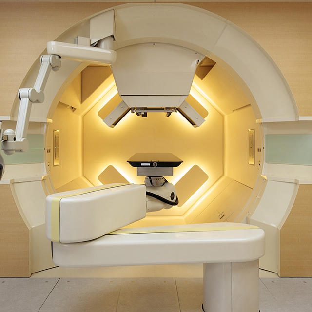 image of the gantry where patients receive the proton beam
