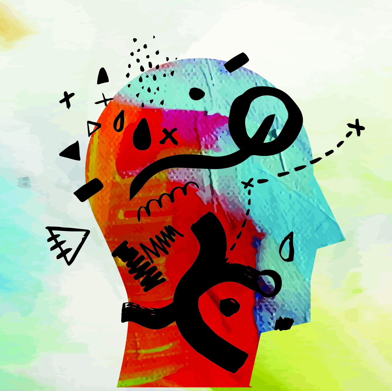 This illustration shows cognition of the brain.