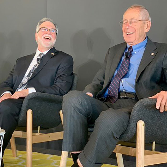 Nobel panelists William Kaelin, Gregg Semenza and James Peebles.