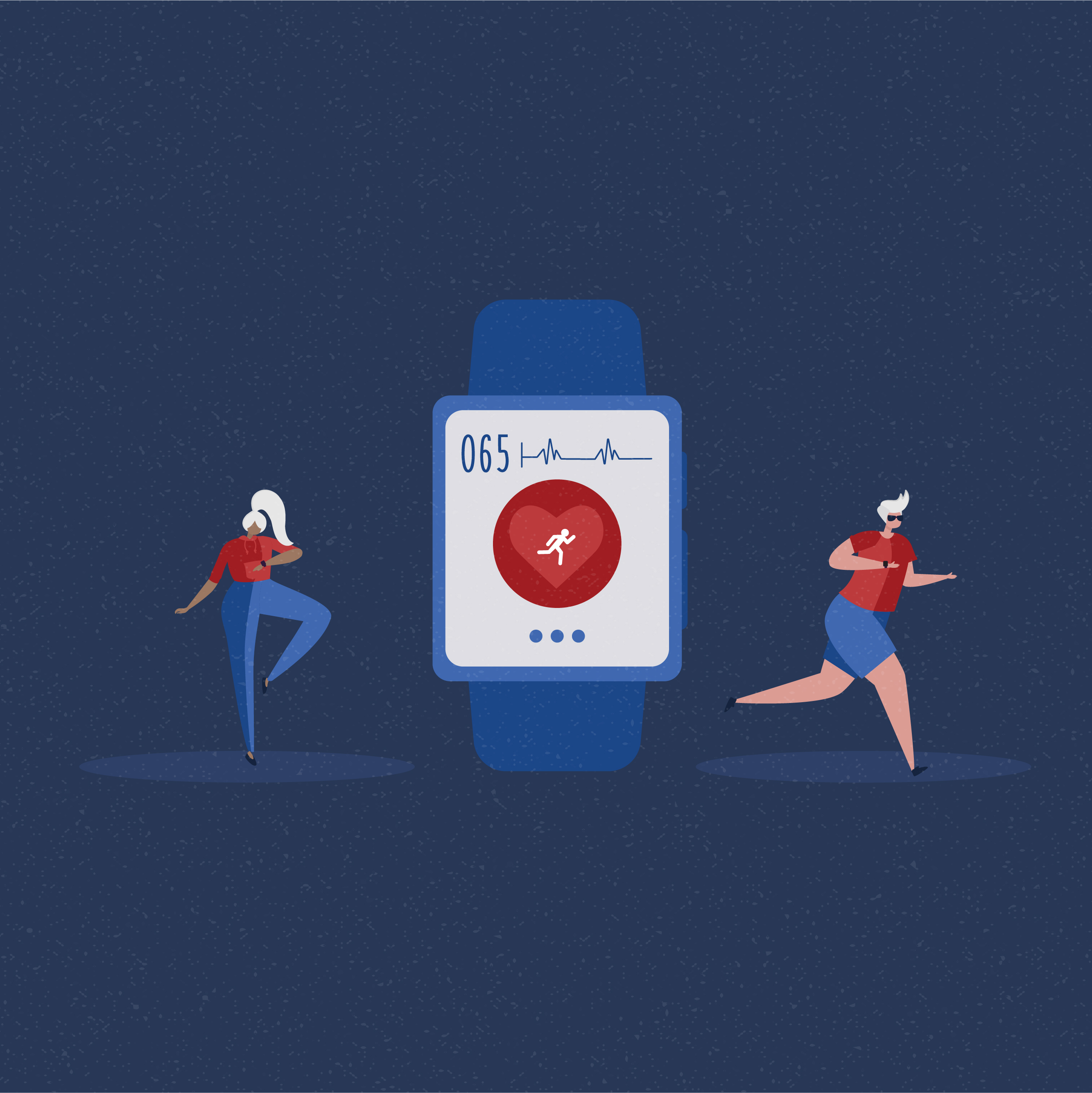 An illustration shows the elderly using a smartwatch