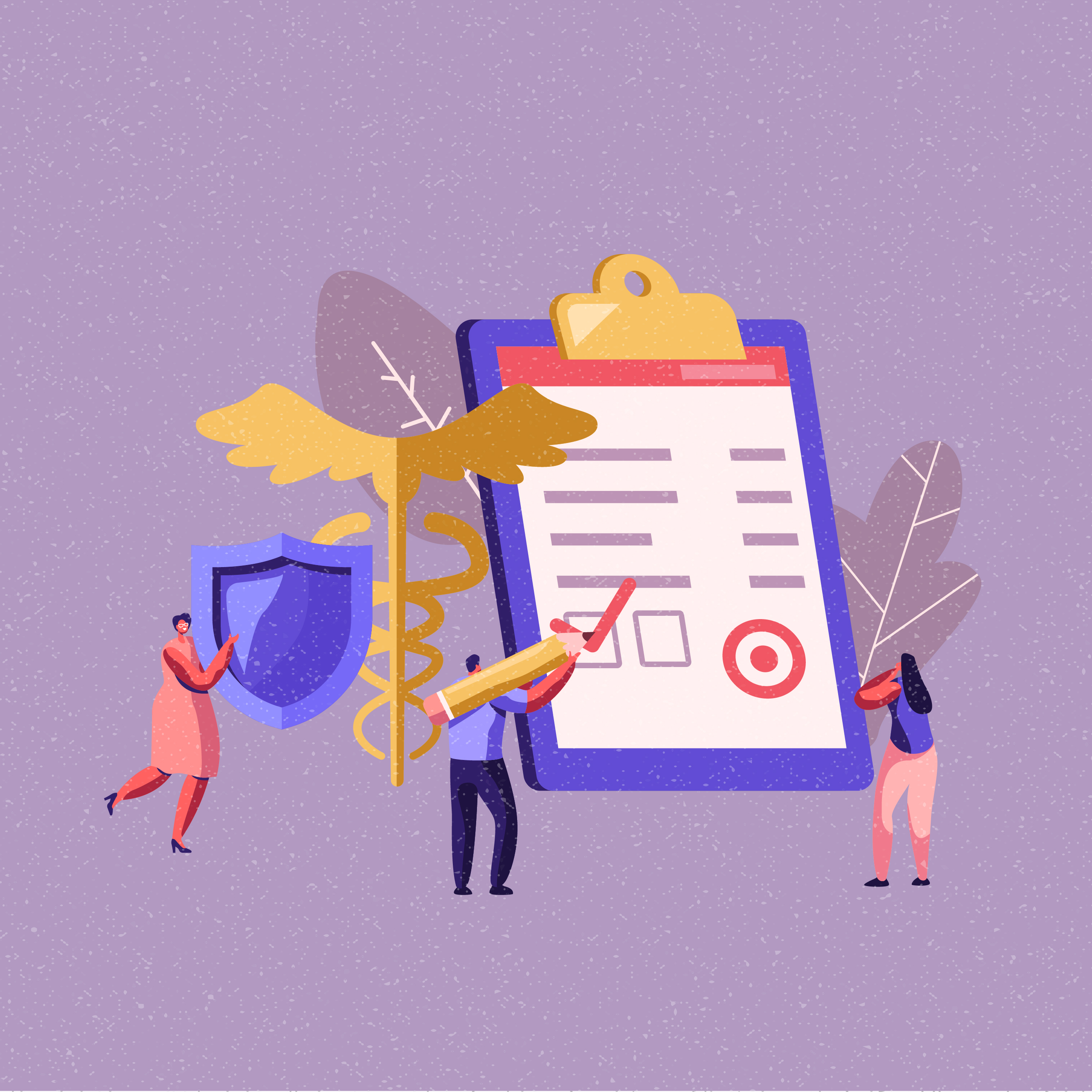Illustration of doctors creating a checklist