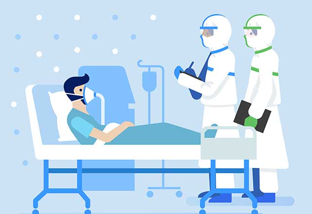 Illustration depicting a person in the icu