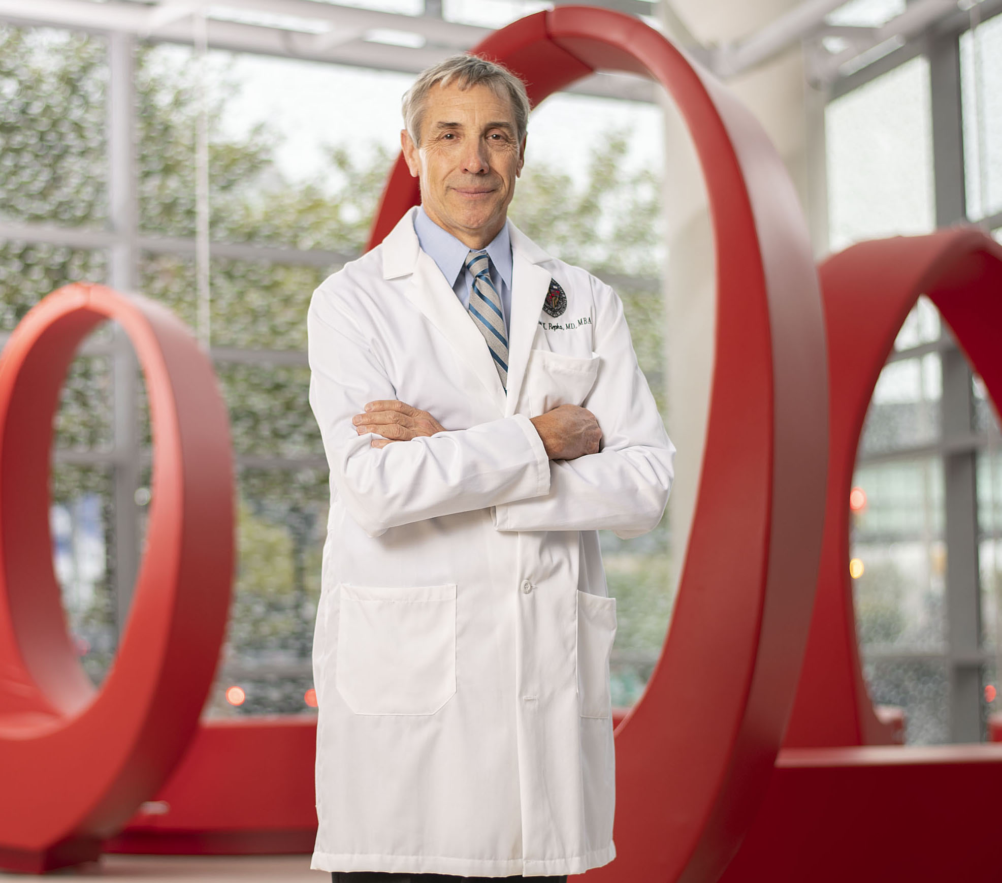 Dr. Michael Repka stands in the Johns Hopkins Children's Center.