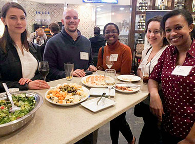 Left to right, Student Malgorzata Latallo, Ethan Nyberg ’19, Charlene Depry ’12, and students Stephanie Pitts and Beza Woldemeskel.