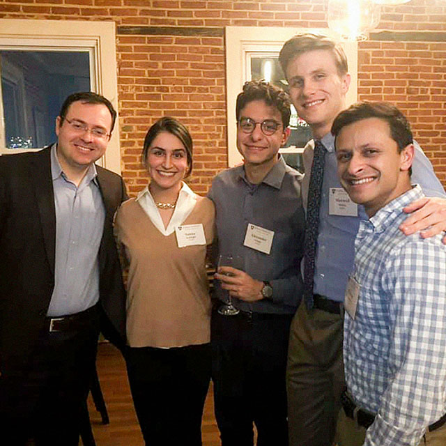 Student Malgorzata Latallo, Ethan Nyberg ’19, Charlene Depry ’12, and students Stephanie Pitts and Beza Woldemeskel.