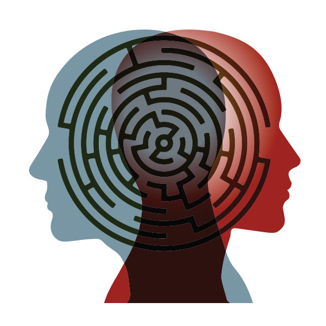 Illustration showing maze of face profile