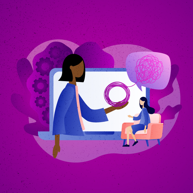 An illustration represents an app to help physicians treat menopause. 