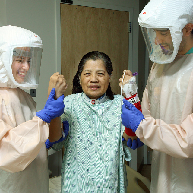 A photo shows Bhavesh Patel working with a patient.