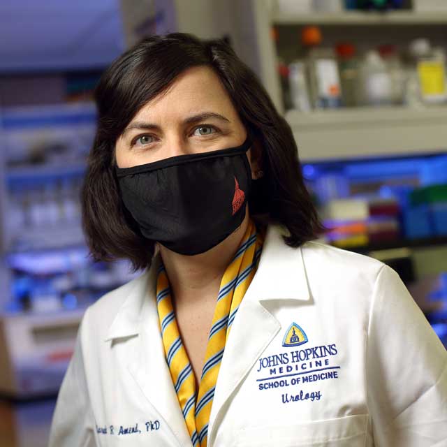 Urologist Sarah Amend in the lab