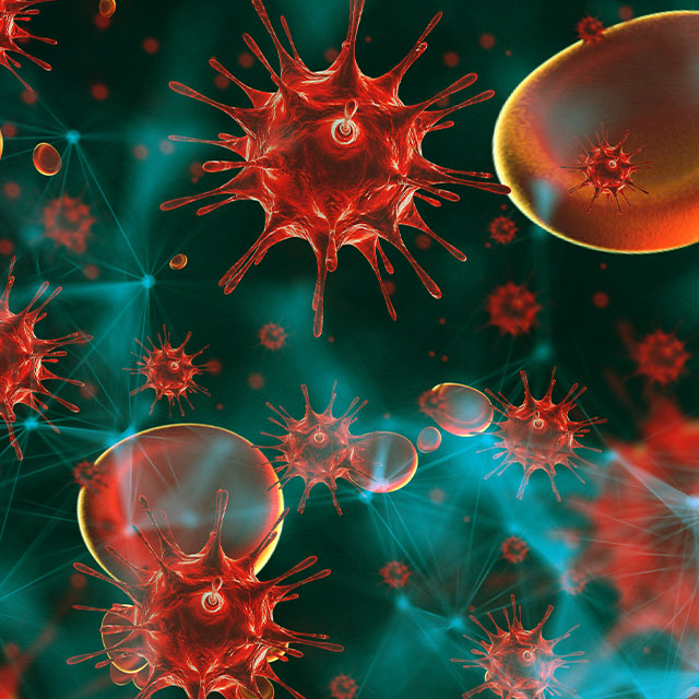 A digital illustration of the COVID-19 Germ.