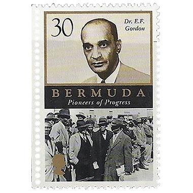 Image of a stamp commemorating the life of Dr. E.F. Gordon.