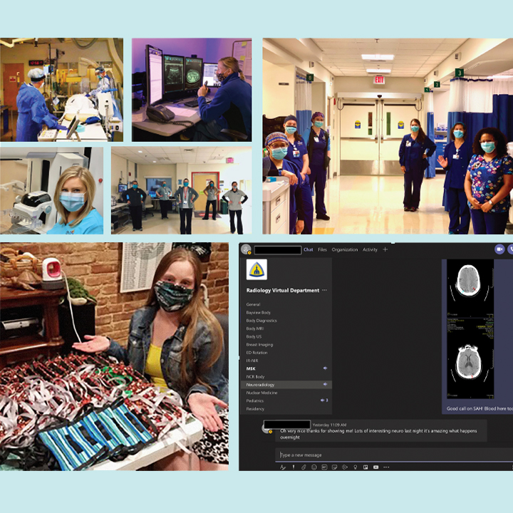 collage of radiology staff working during the COVID pandemic. 