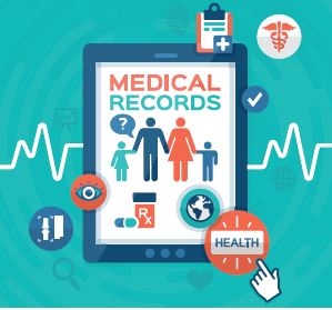 graphic of medical records on a tablet