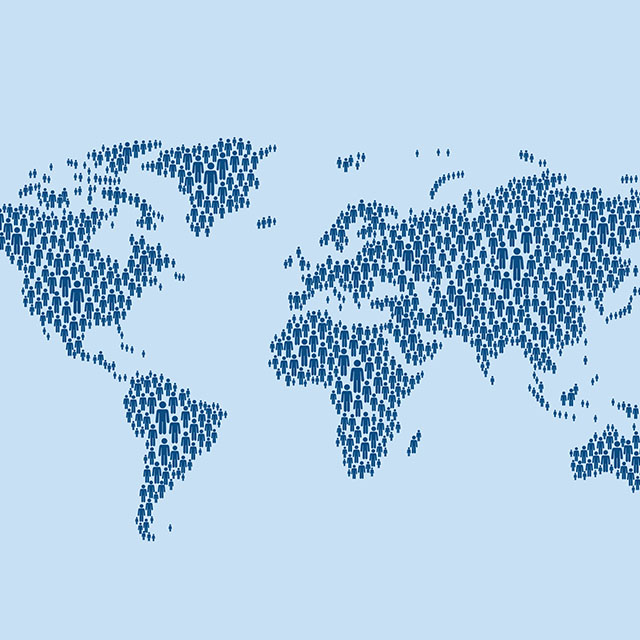 An illustration shows the world.