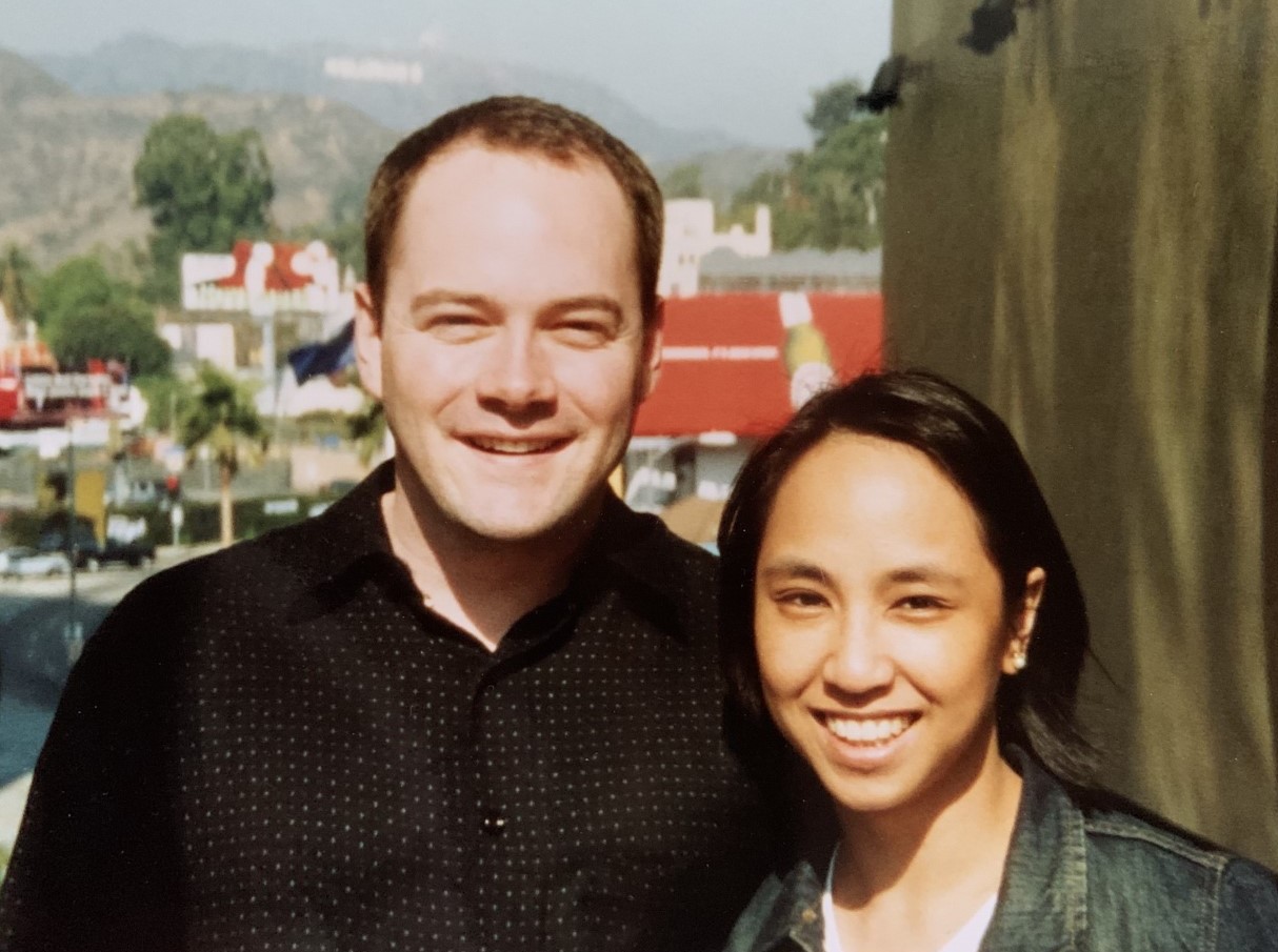 Osler alumni John Clarke and Michelle Estrella pose during their first road trip.