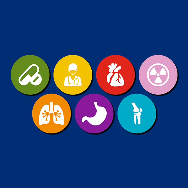 An image represents different areas of medicine. 