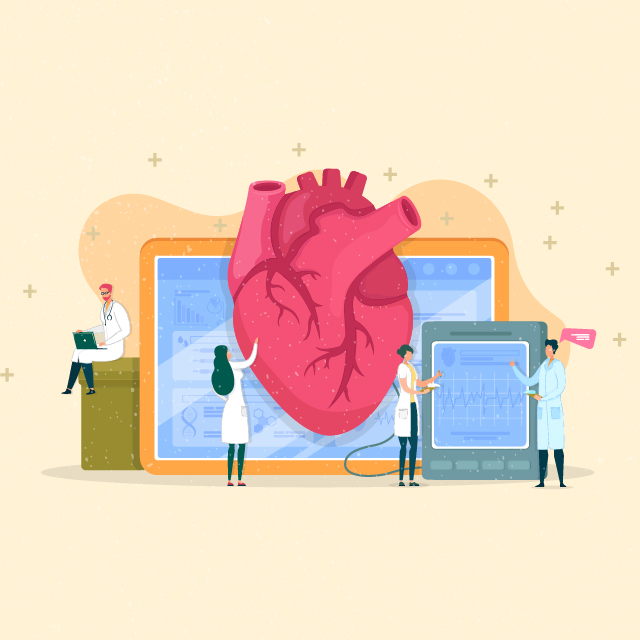 An illustration represents virtual cardiac rehabilitation at Johns Hopkins. 