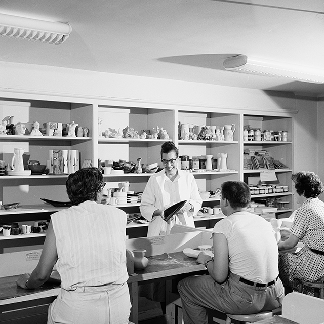 A photo shows occupational therapy in the 1960s.