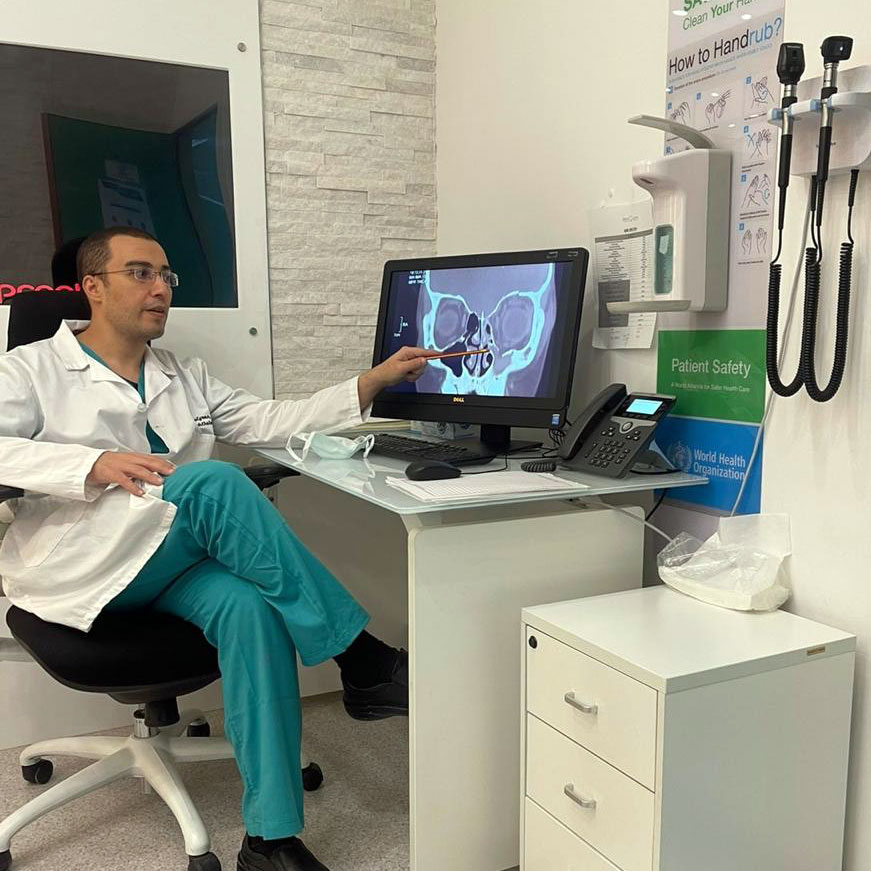Omar Solyman sits in his office at Qassim University Medical City.