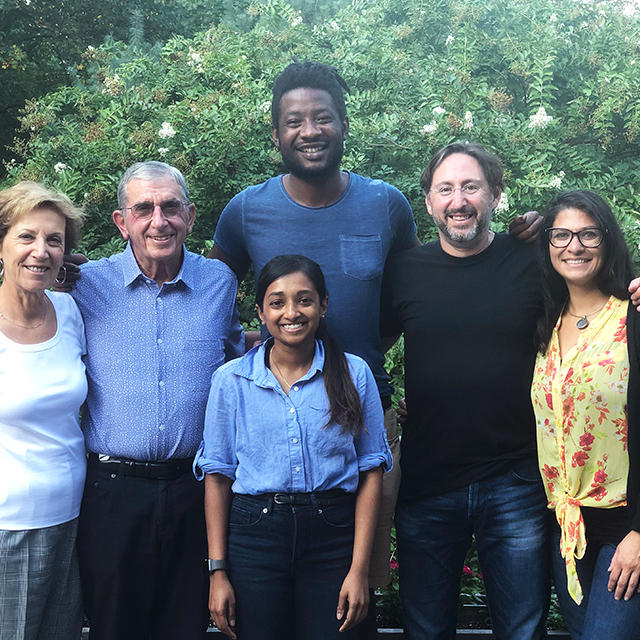From left, back row, Rosemary Gluck Pozefsky, Thomas Pozefsky, Darius Johnson (2019–2020 scholar), Dorry Segev (second recipient of Pozefsky Professorship) and Macey Levan, core faculty member, Epidemiology Research Group in Organ Transplantation. Center, Luckmini Livanage (2020–2021 scholar). (File photo, Sept. 2019)