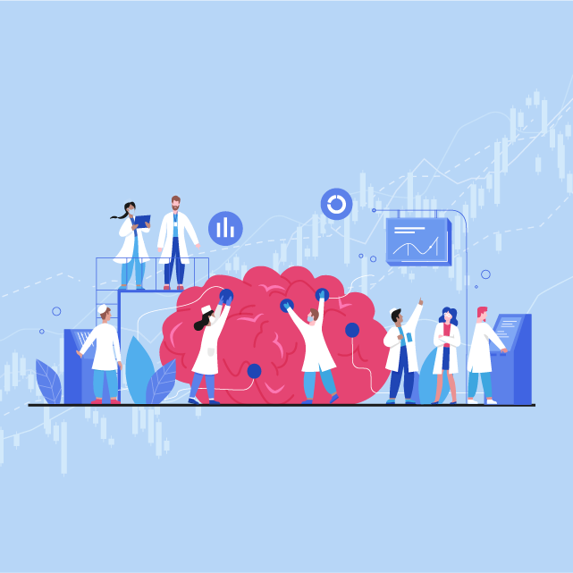 An illustration represents medical data about the brain.