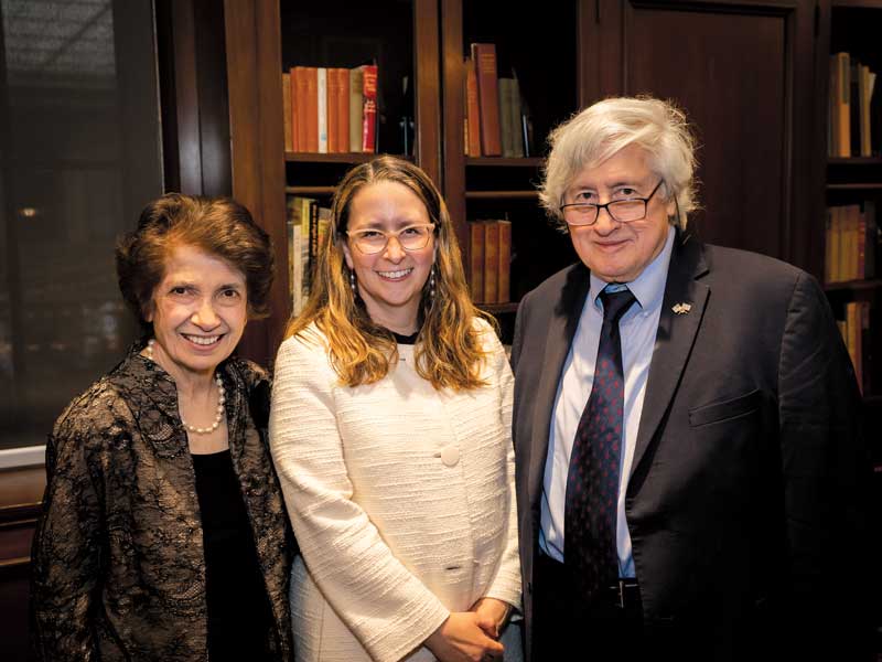Claire and Allan Jensen with Megan CollinsCredit: Howard Korn Photography