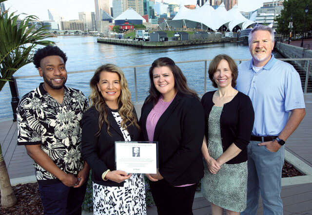 From left to right, Tim Thompson, Jo Merlau, Melanie Brown, Amy Entwisle and Mike McElwaine