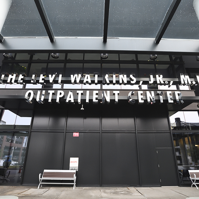 The entrance to the new Levi Watkins Jr., M.D., Outpatient Center  