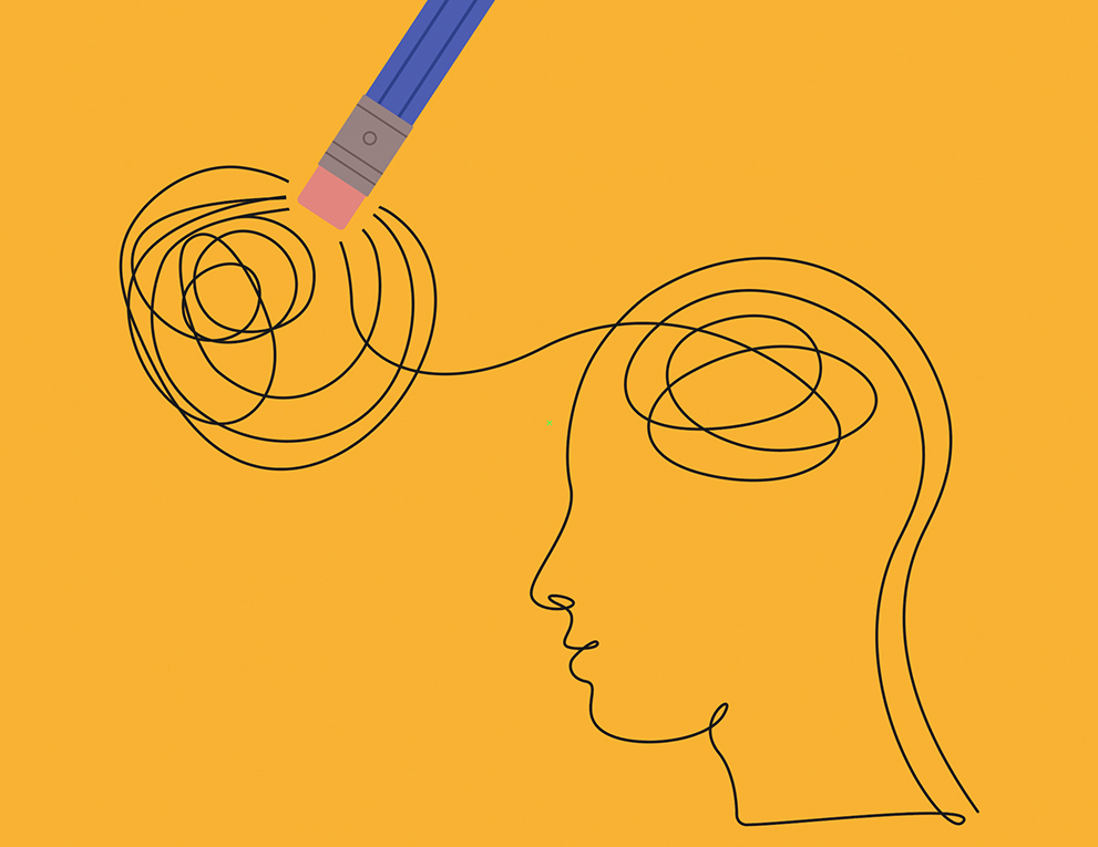 illustration of pencil erasing brain fog