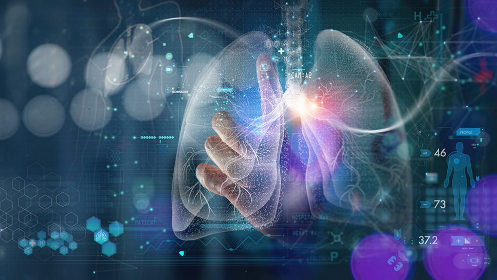 Lungs on digital background