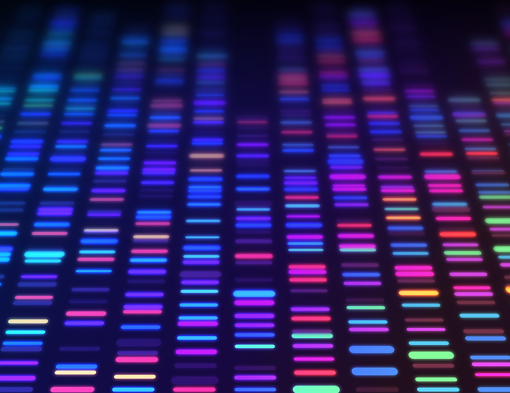 DNA sequencing gel run science and data genomic genetic analysis background abstract pattern.