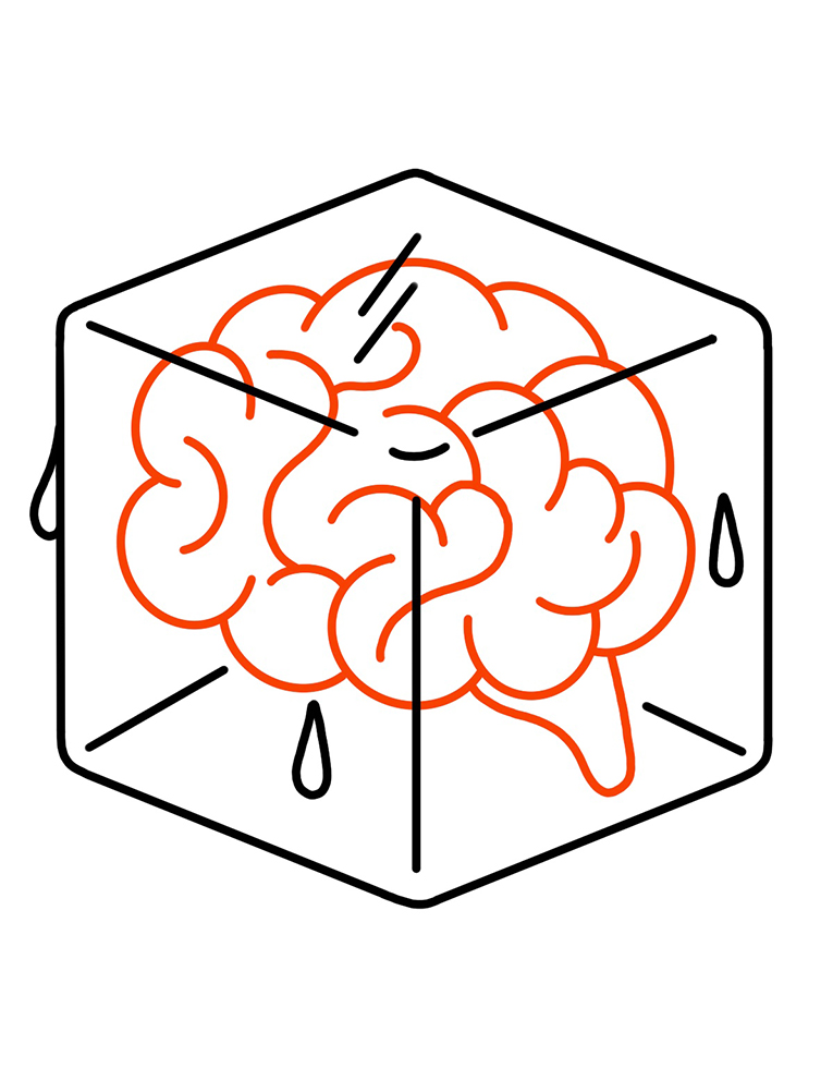 brain ice cube conceptual illustration