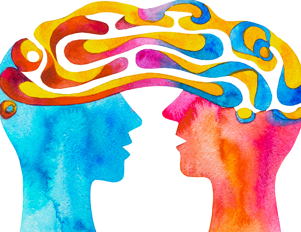 brains connecting conceptual illustration