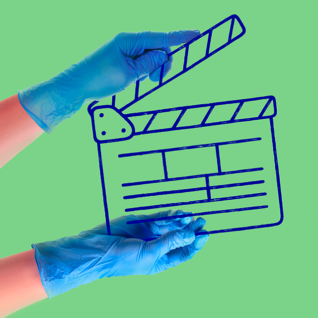 conceptual illustration medical gloves holding marker