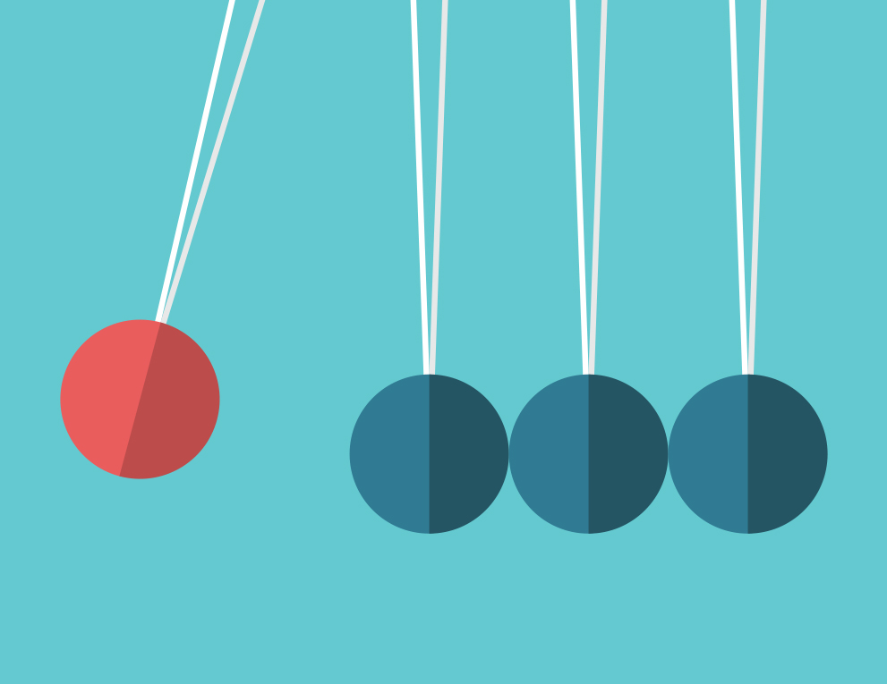 An illustration of a newton's cradle