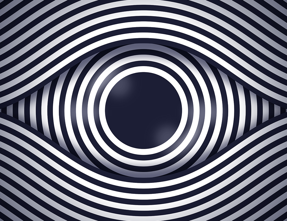Hypnosis eye design line drawing design element.